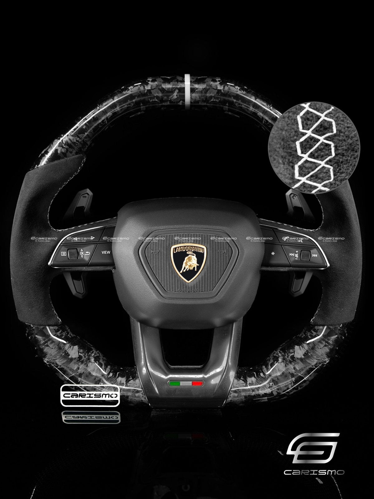 Carismo Steering Wheel For Lamborghini Urus - Signature - Gloss Forged Carbon - Alcantara