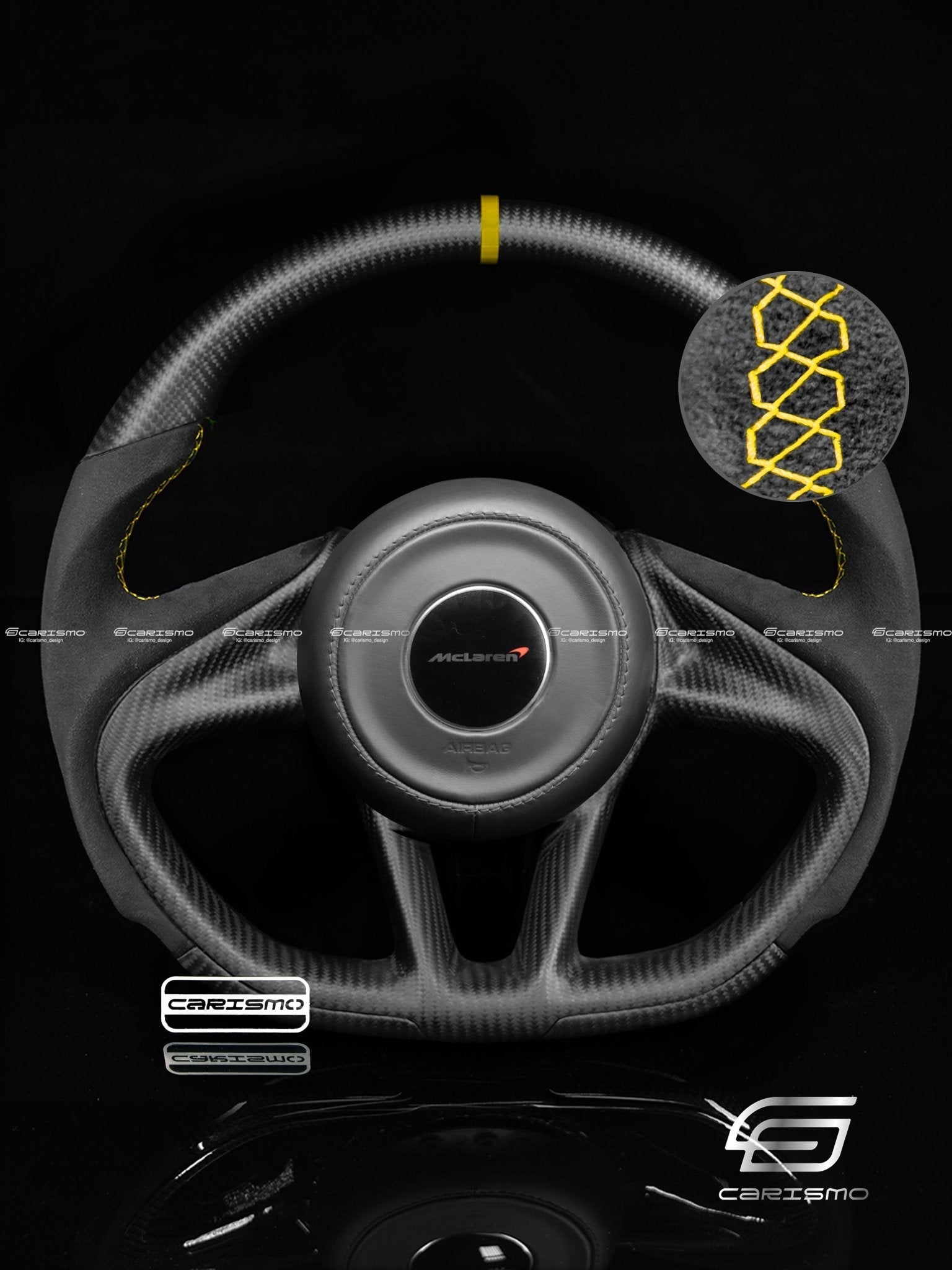 Carismo Steering Wheel For McLaren Super Series - Sport - Matte Carbon - Alcantara