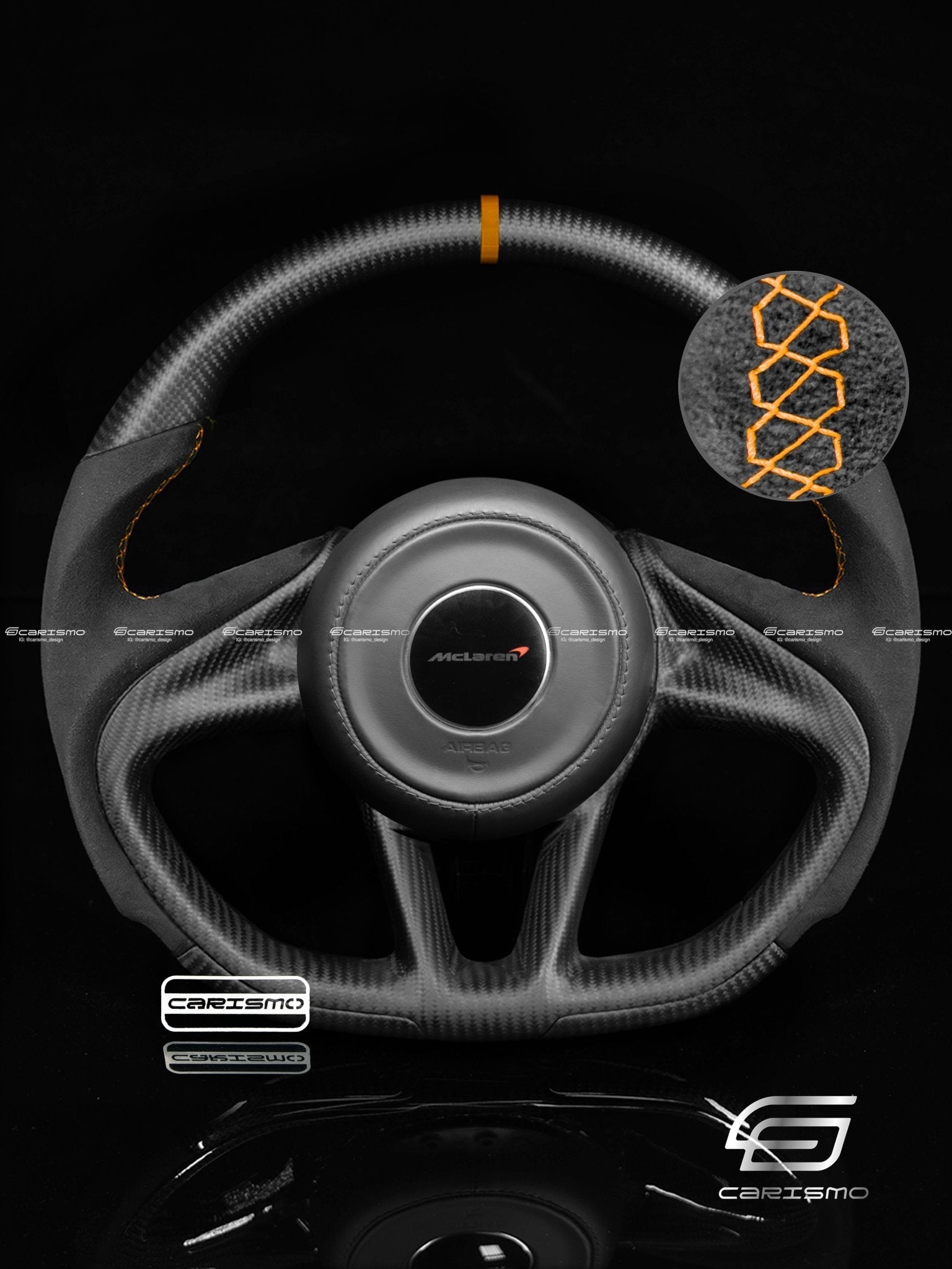 Carismo Steering Wheel For McLaren Super Series - Sport - Matte Carbon - Alcantara
