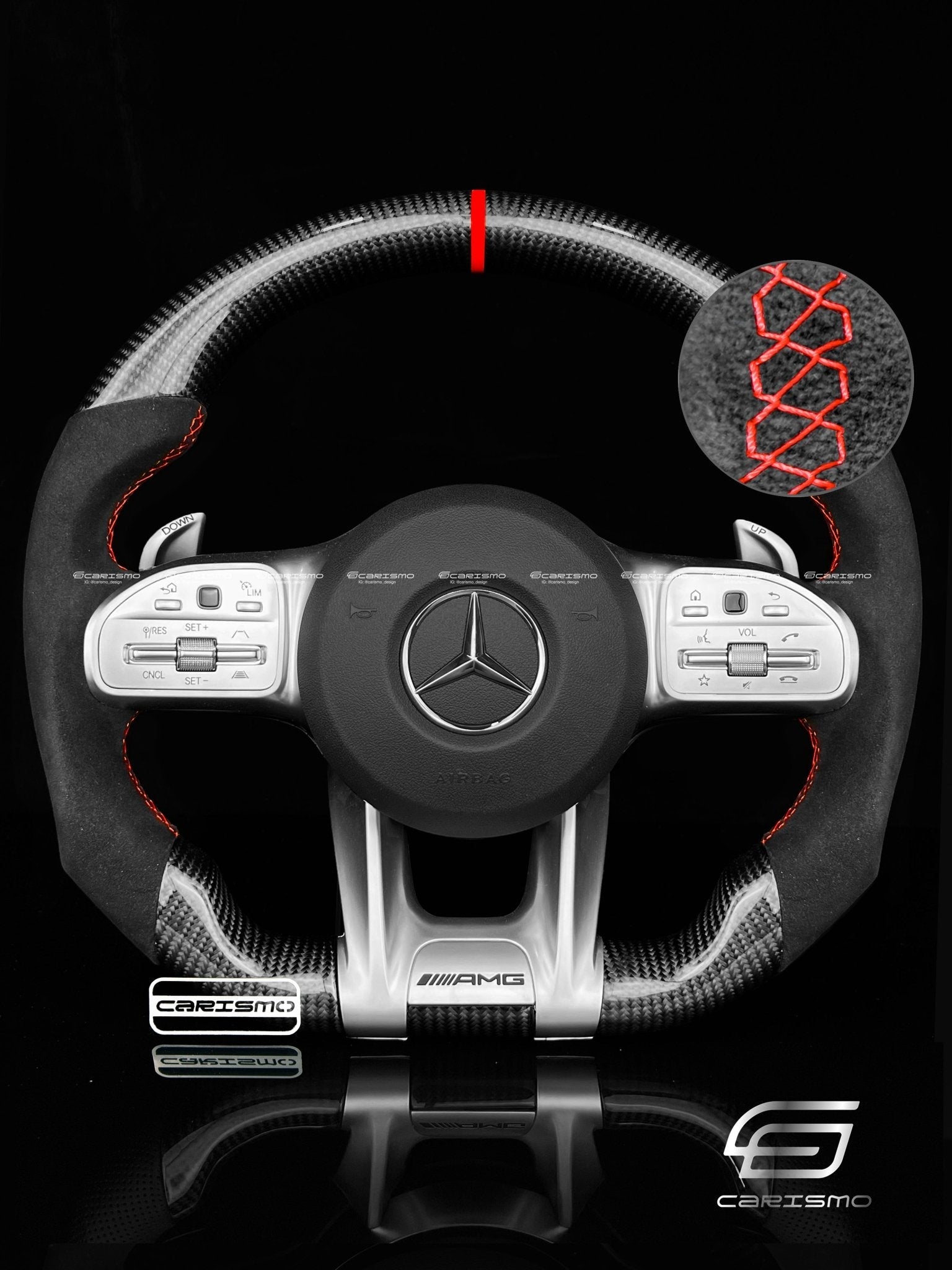 Carismo Steering Wheel For Mercedes/AMG (2020 AMG Performance Wheel) - Sport - Gloss Carbon - Alcantara
