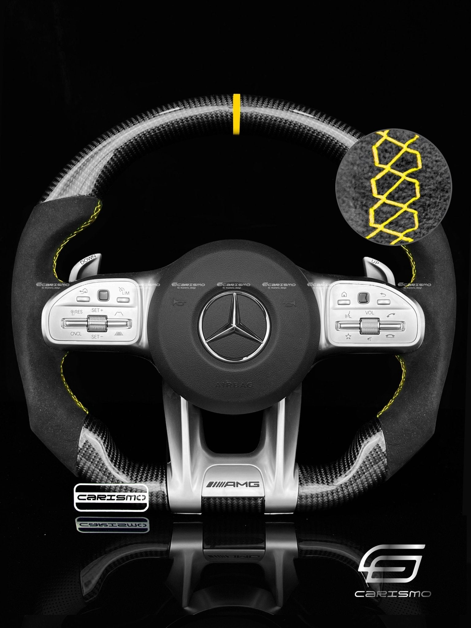 Carismo Steering Wheel For Mercedes/AMG (2020 AMG Performance Wheel) - Sport - Gloss Carbon - Alcantara