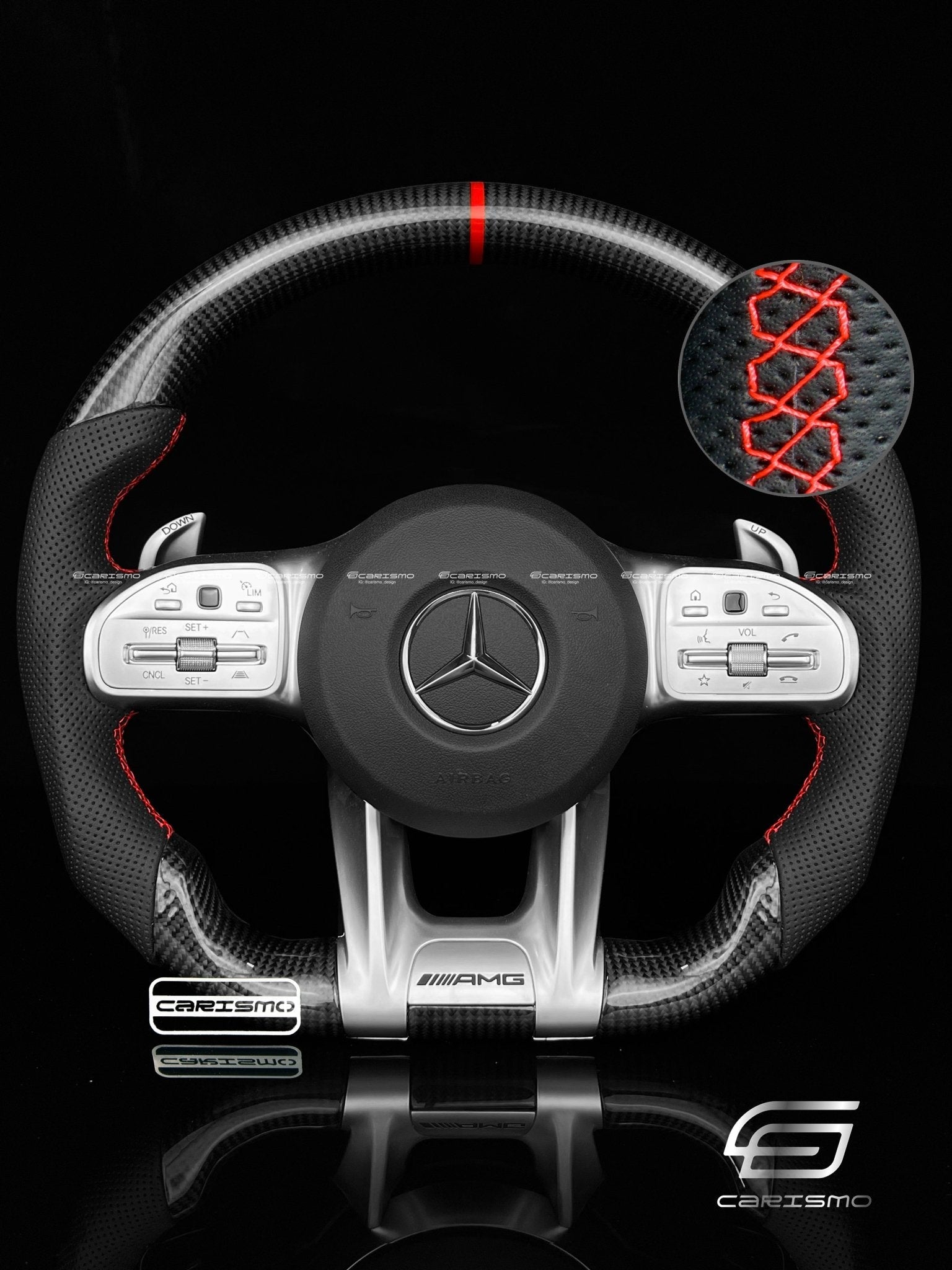 Carismo Steering Wheel For Mercedes/AMG (2020 AMG Performance Wheel) - Sport - Gloss Carbon - Perforated Leather