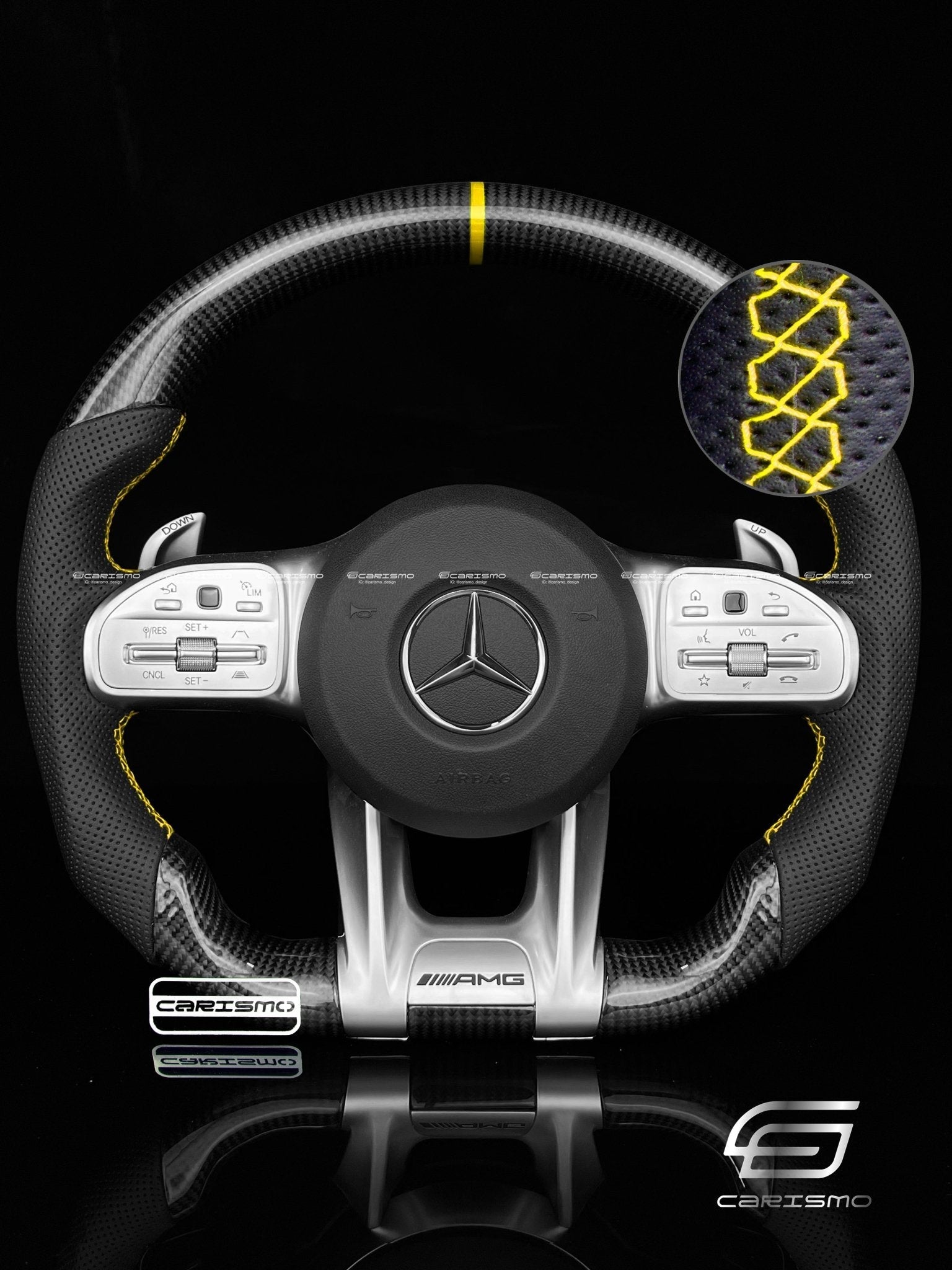 Carismo Steering Wheel For Mercedes/AMG (2020 AMG Performance Wheel) - Sport - Gloss Carbon - Perforated Leather