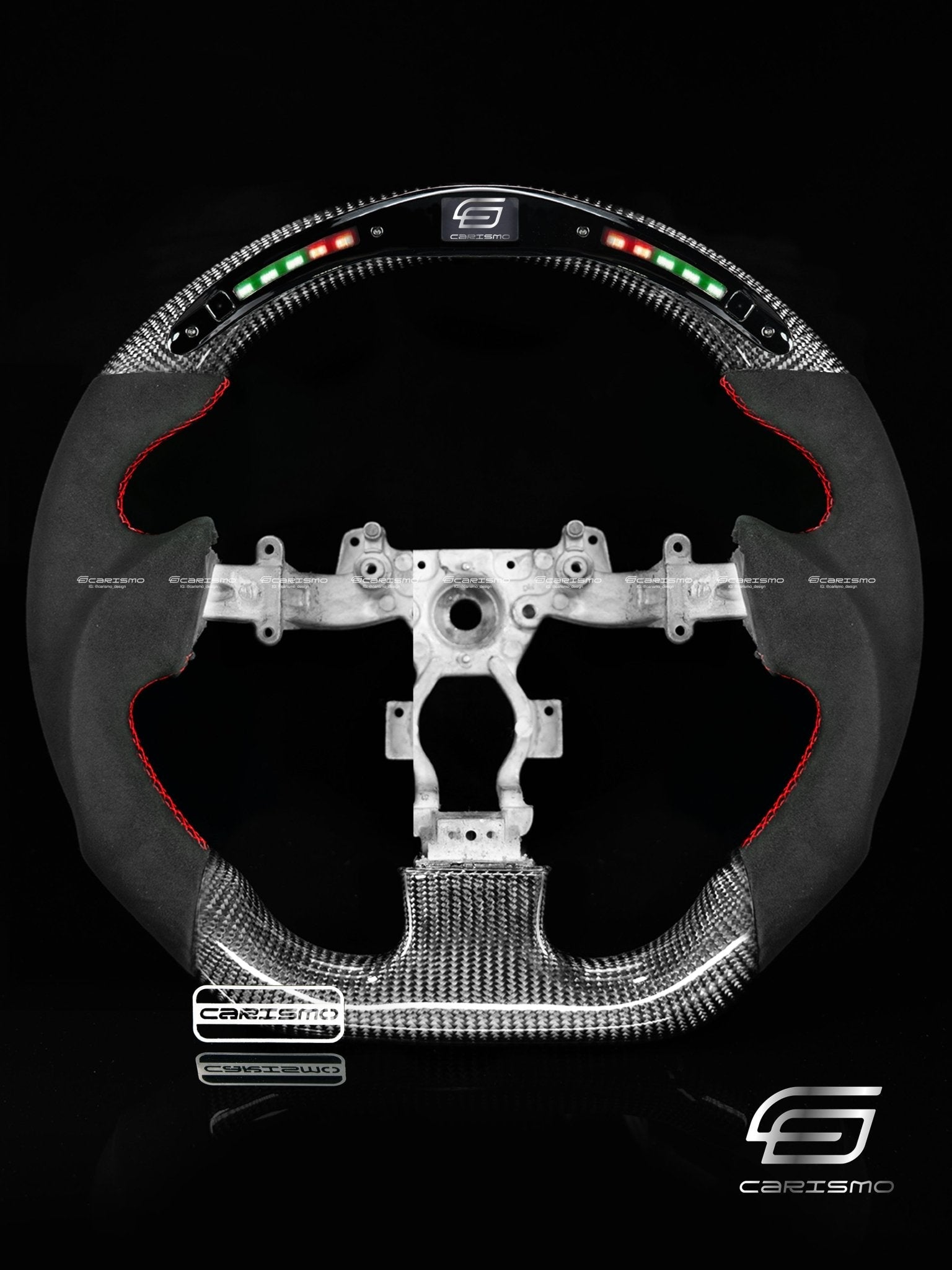 Carismo Steering Wheel For Nissan GT-R (R35 CBA & DBA) - Classic RPM LED - Gloss Carbon - Alcantara
