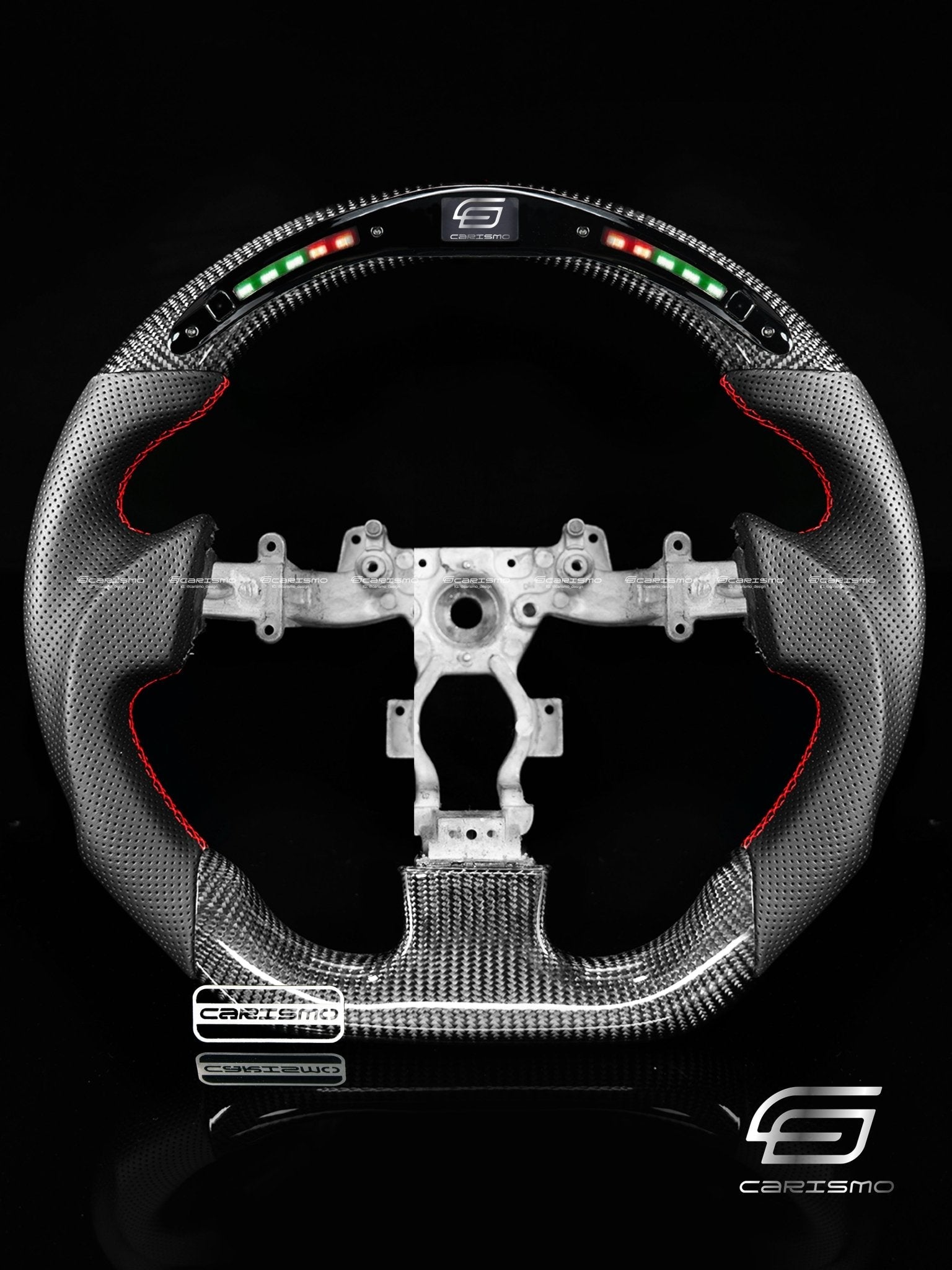Carismo Steering Wheel For Nissan GT-R (R35 CBA & DBA) - Classic RPM LED - Gloss Carbon - Perforated Leather