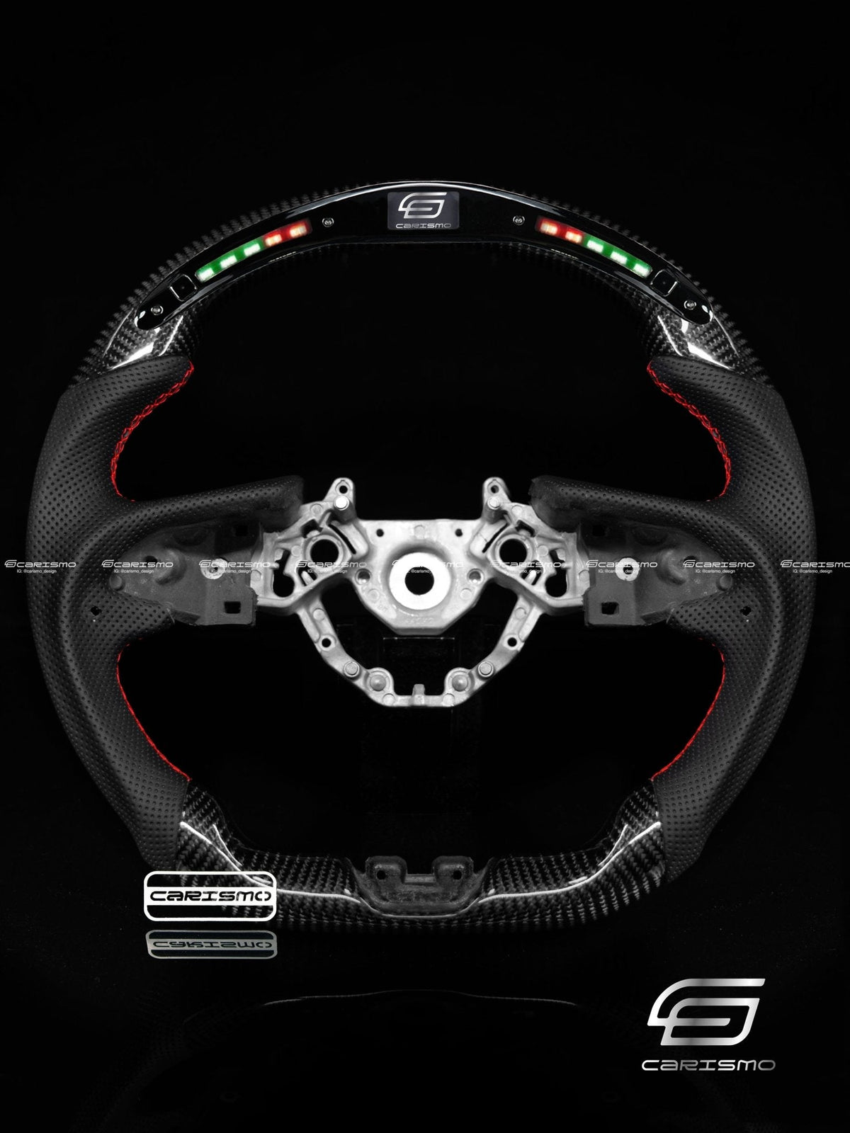 Carismo Steering Wheel For Nissan GT-R (R35 EBA) - Classic RPM LED - Gloss Carbon - Perforated Leather