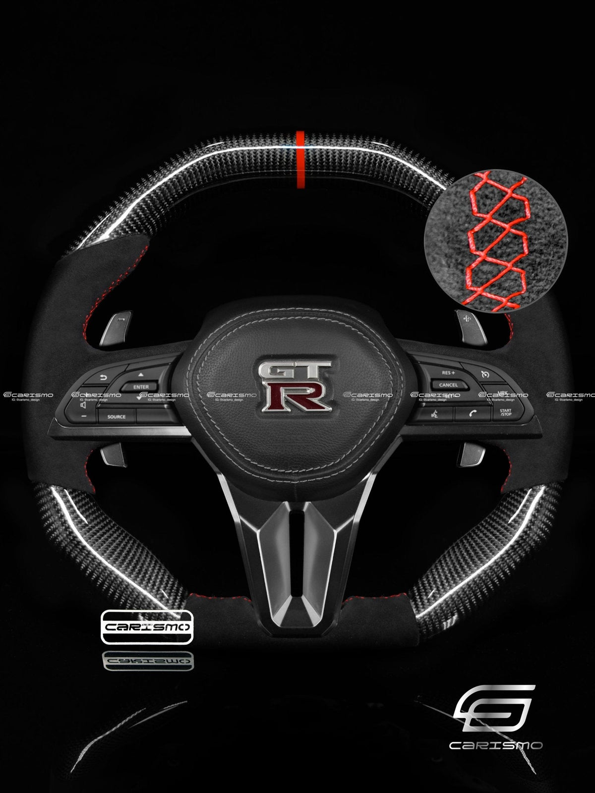 Carismo Steering Wheel For Nissan GT-R (R35 EBA) - Signature - Gloss Carbon - Alcantara