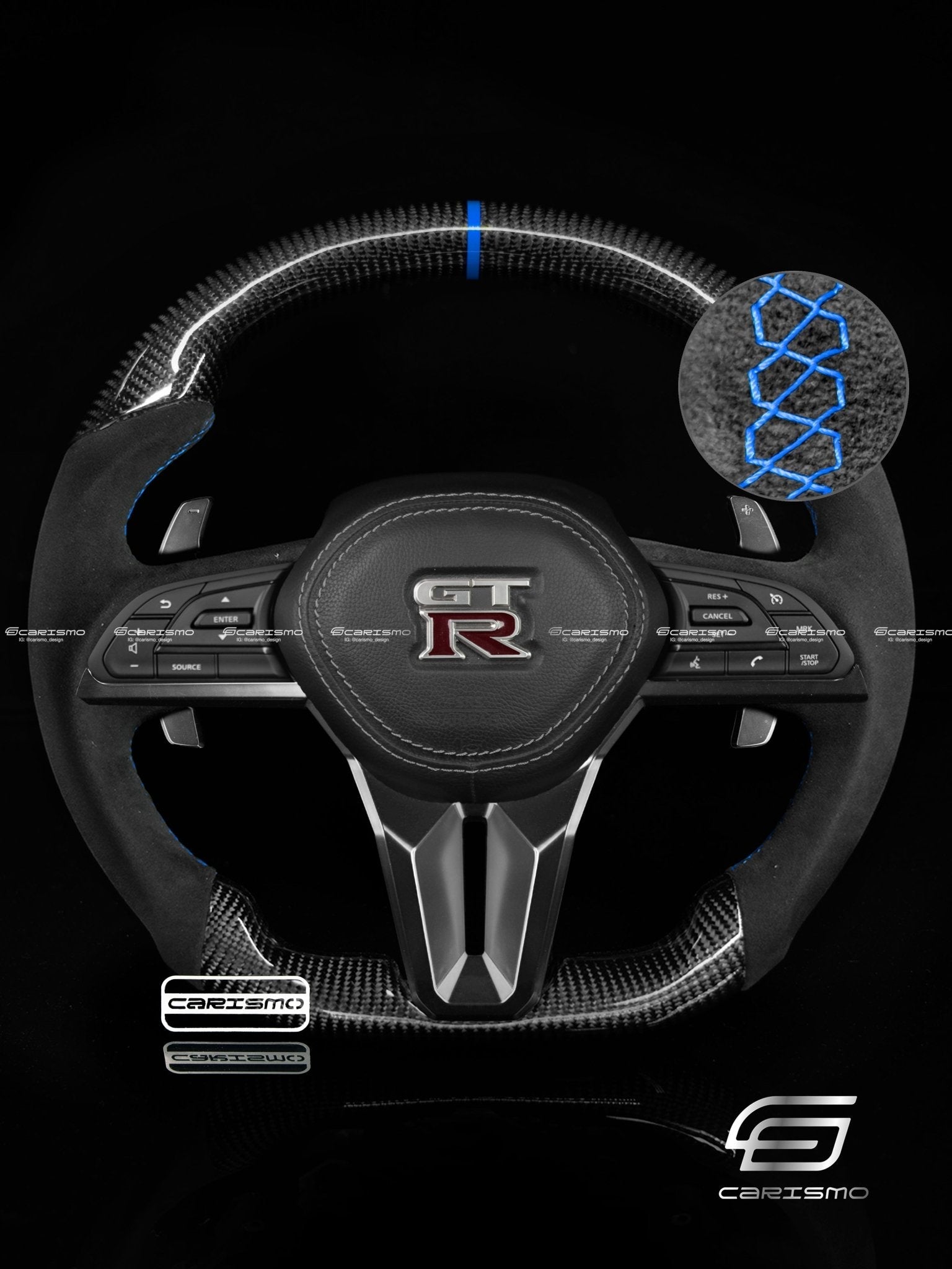 Carismo Steering Wheel For Nissan GT-R (R35 EBA) - Sport - Gloss Carbon - Alcantara