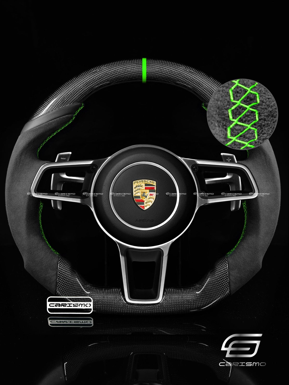 Carismo Steering Wheel For Porsche (991.2 Wheel) - Sport - Gloss Plain Carbon - Alcantara