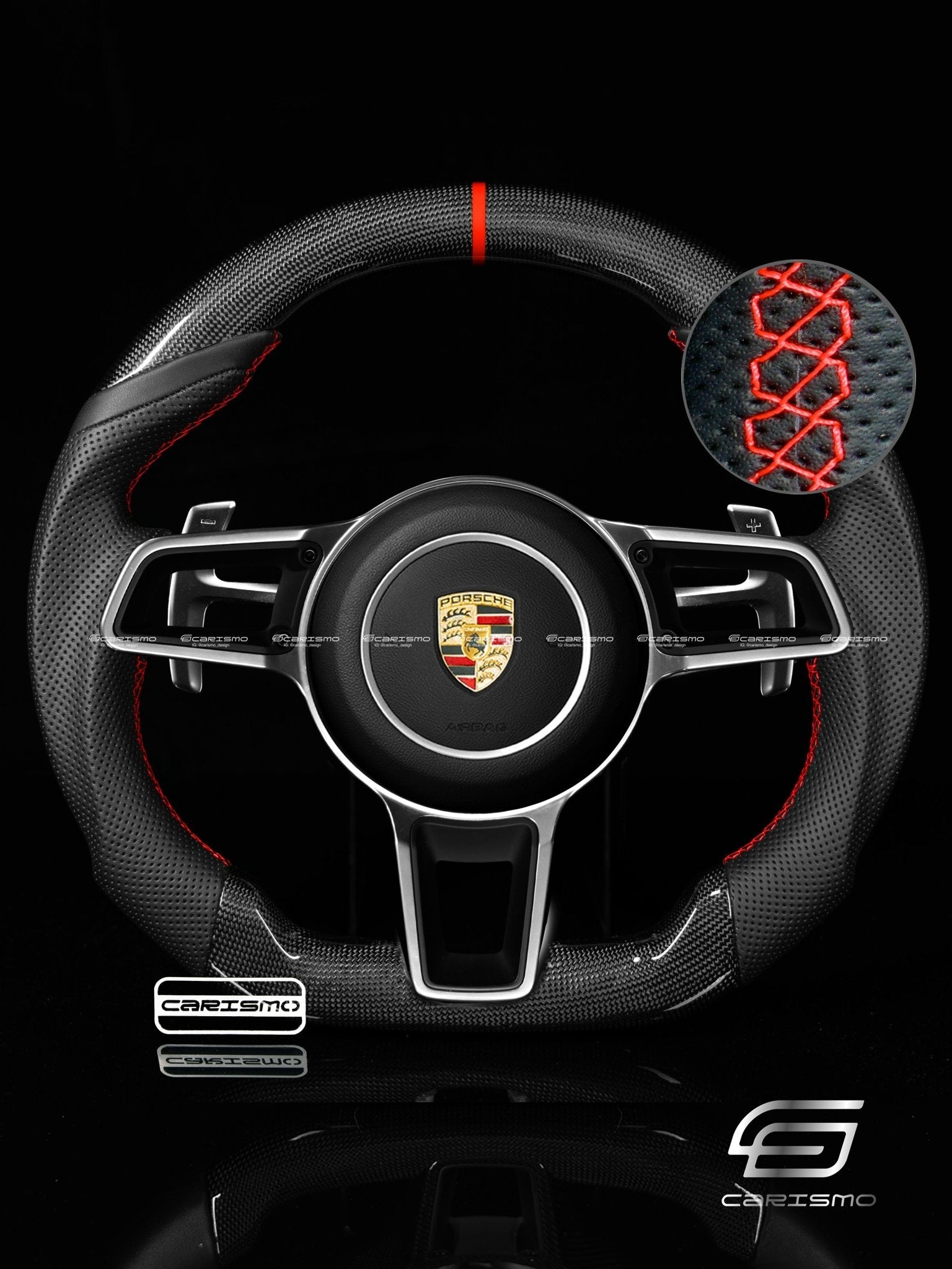 Carismo Steering Wheel For Porsche (991.2 Wheel) - Sport - Gloss Plain Carbon - Perforated Leather
