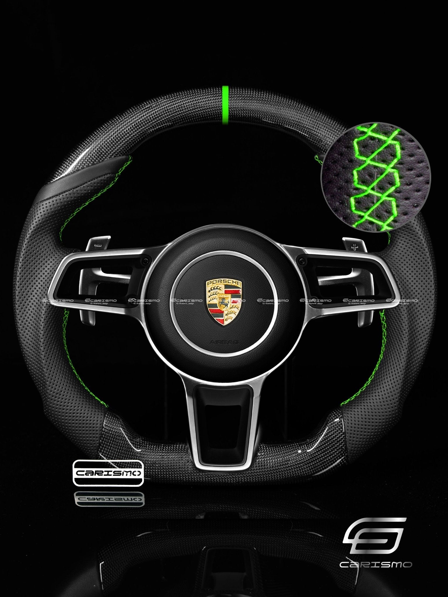 Carismo Steering Wheel For Porsche (991.2 Wheel) - Sport - Gloss Plain Carbon - Perforated Leather