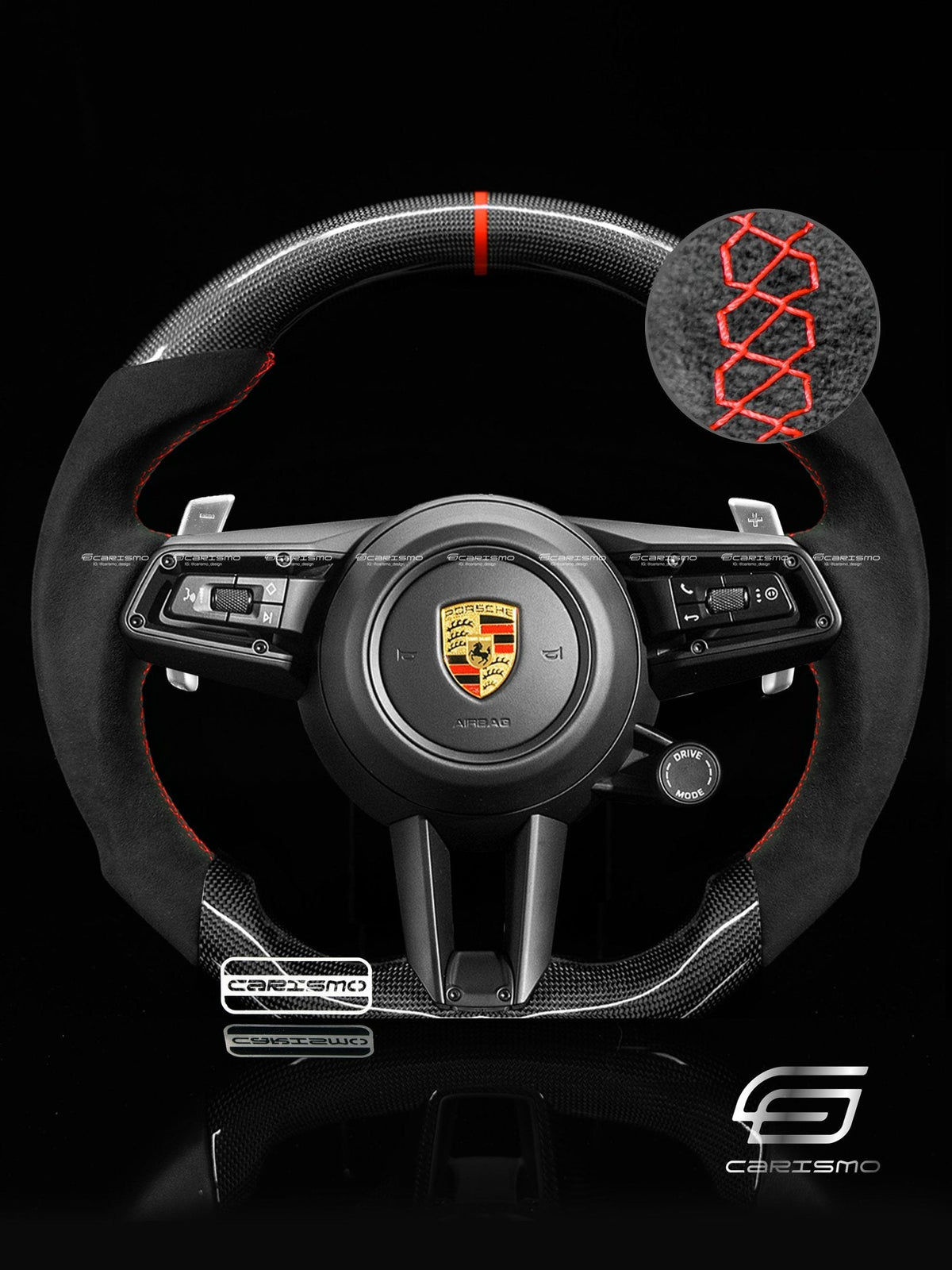 Carismo Steering Wheel For Porsche (992.1 Wheel) - Sport - Gloss Plain Carbon - Alcantara