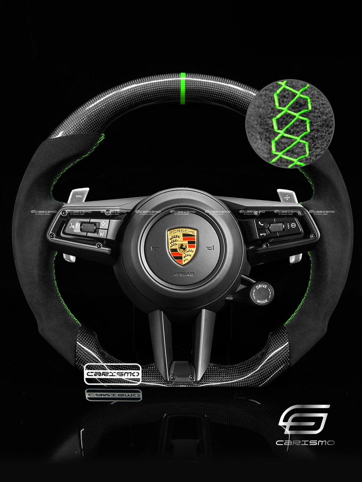Carismo Steering Wheel For Porsche (992.1 Wheel) - Sport - Gloss Plain Carbon - Alcantara