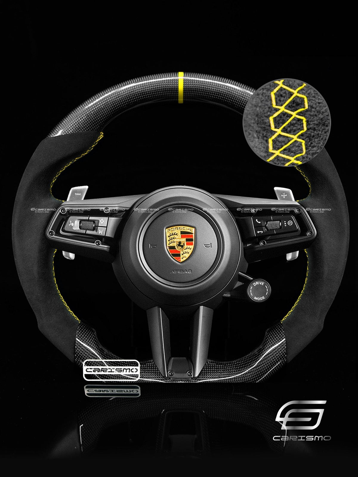 Carismo Steering Wheel For Porsche (992.1 Wheel) - Sport - Gloss Plain Carbon - Alcantara