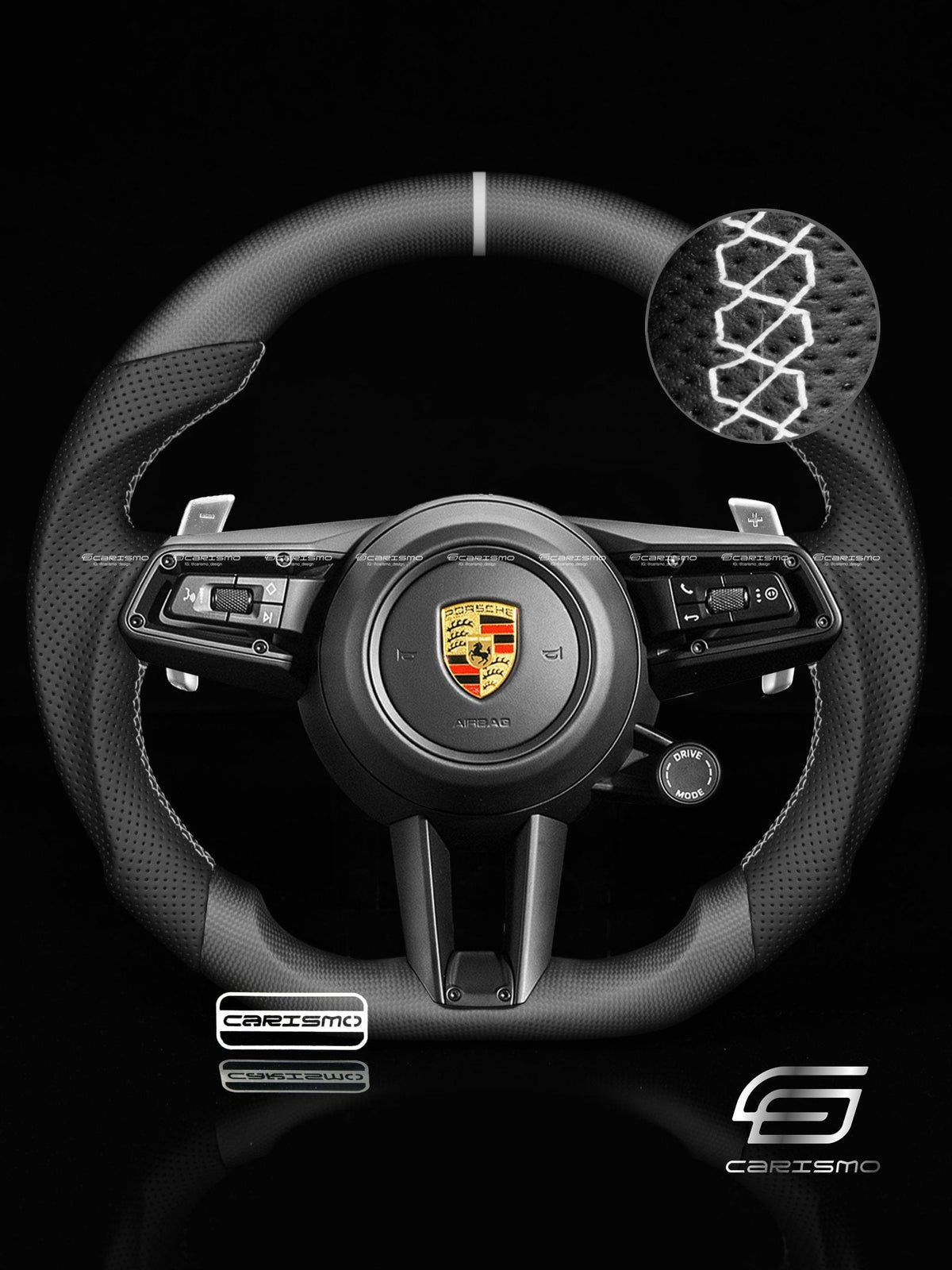 Carismo Steering Wheel For Porsche (992.1 Wheel) - Sport - Matte Plain Carbon - Perforated Leather
