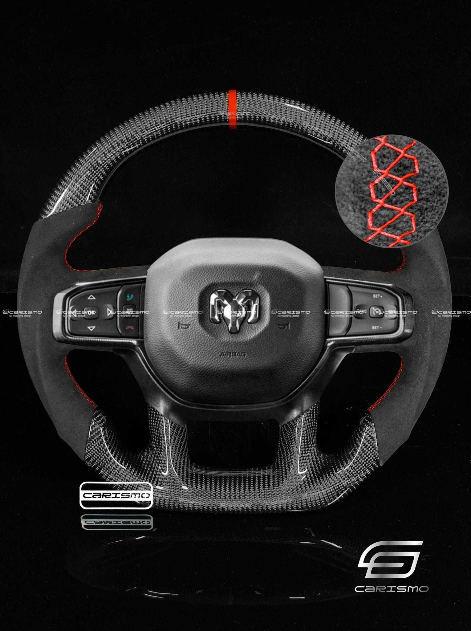Carismo Steering Wheel For Ram 1500 TRX (DT) - Sport - Gloss Carbon - Alcantara