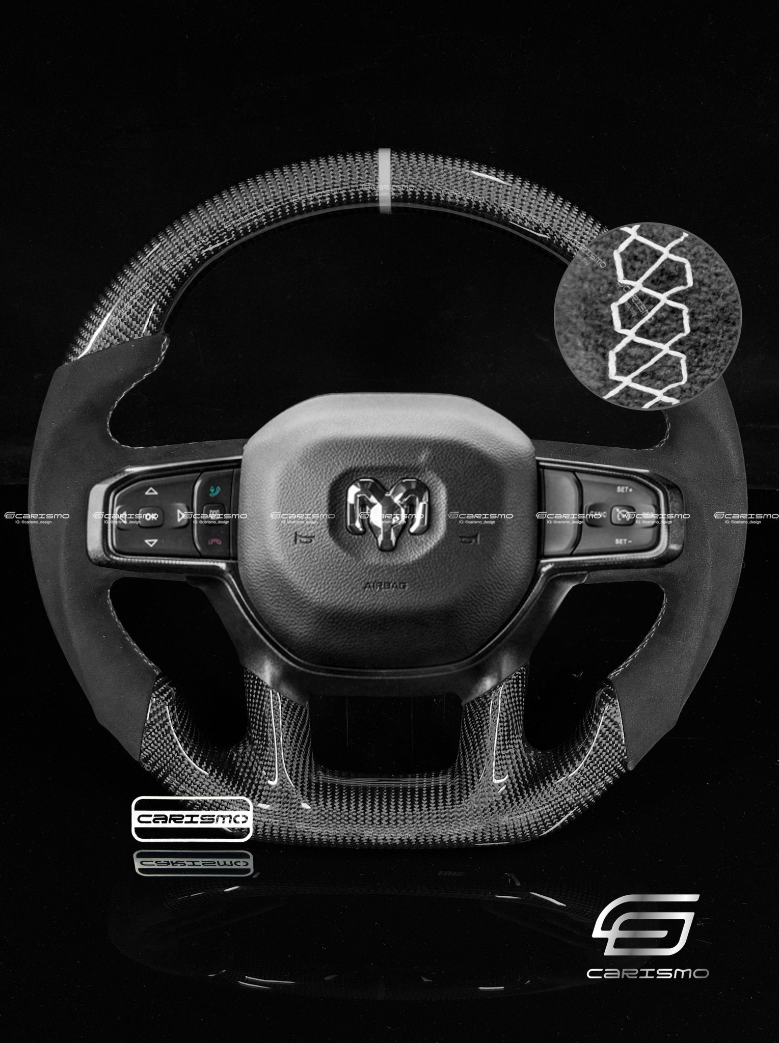 Carismo Steering Wheel For Ram 1500 TRX (DT) - Sport - Gloss Carbon - Alcantara