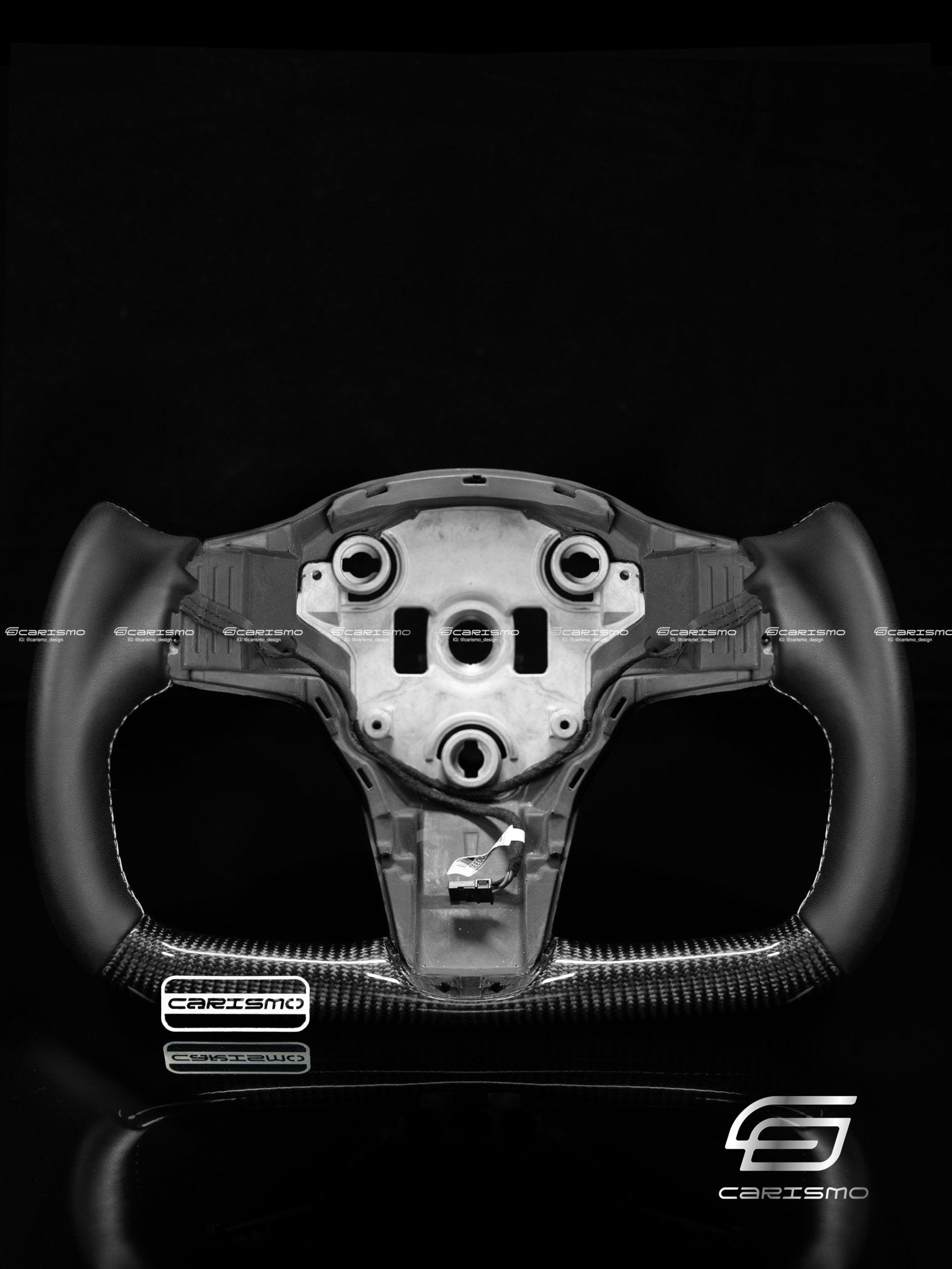 Carismo Steering Wheel For Tesla Model 3/Y - Yoke-Style - Gloss Carbon - Smooth Leather
