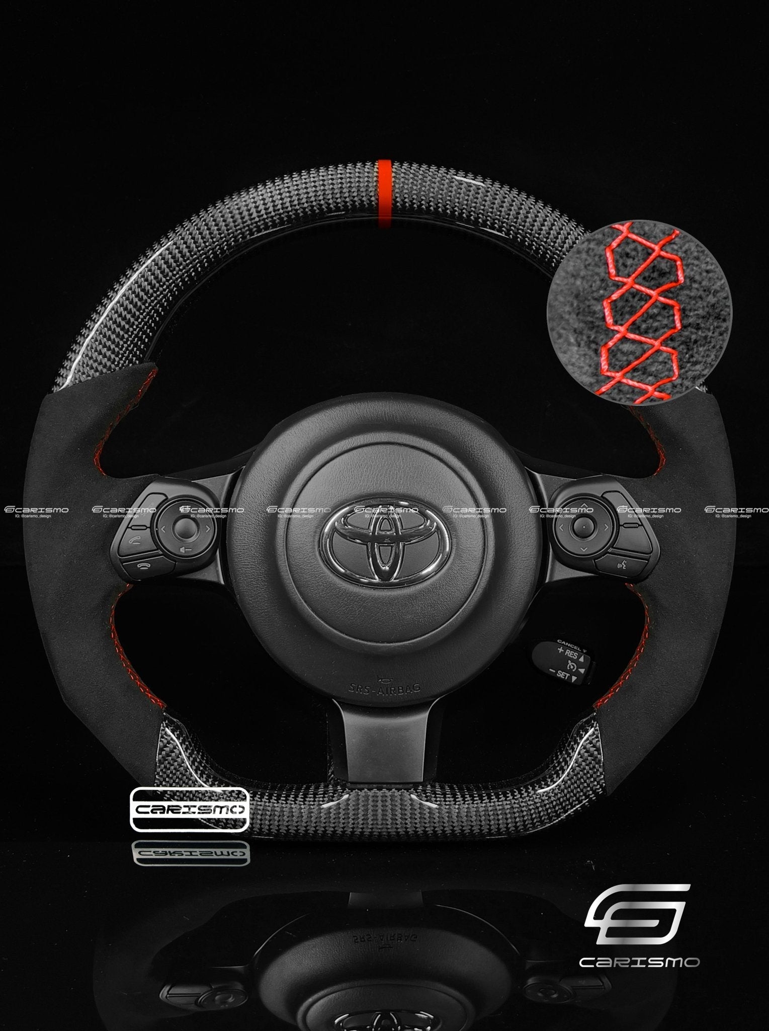 Carismo Steering Wheel For Toyota GR86 (ZN8) - Sport - Gloss Carbon - Alcantara