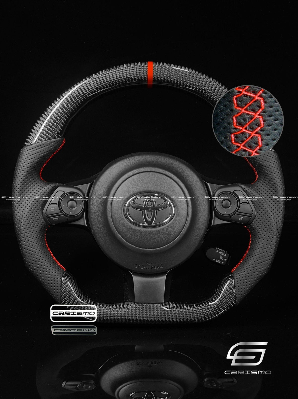 Carismo Steering Wheel For Toyota GR86 (ZN8) - Sport - Gloss Carbon - Perforated Leather