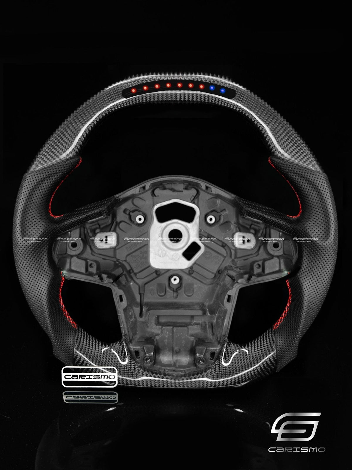 Carismo Steering Wheel For Toyota Supra (MKV) - Sequential RPM LED - Gloss Carbon - Perforated Leather