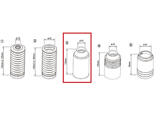 DUST BOOT SET (INVERT) BLACK 120MM D29