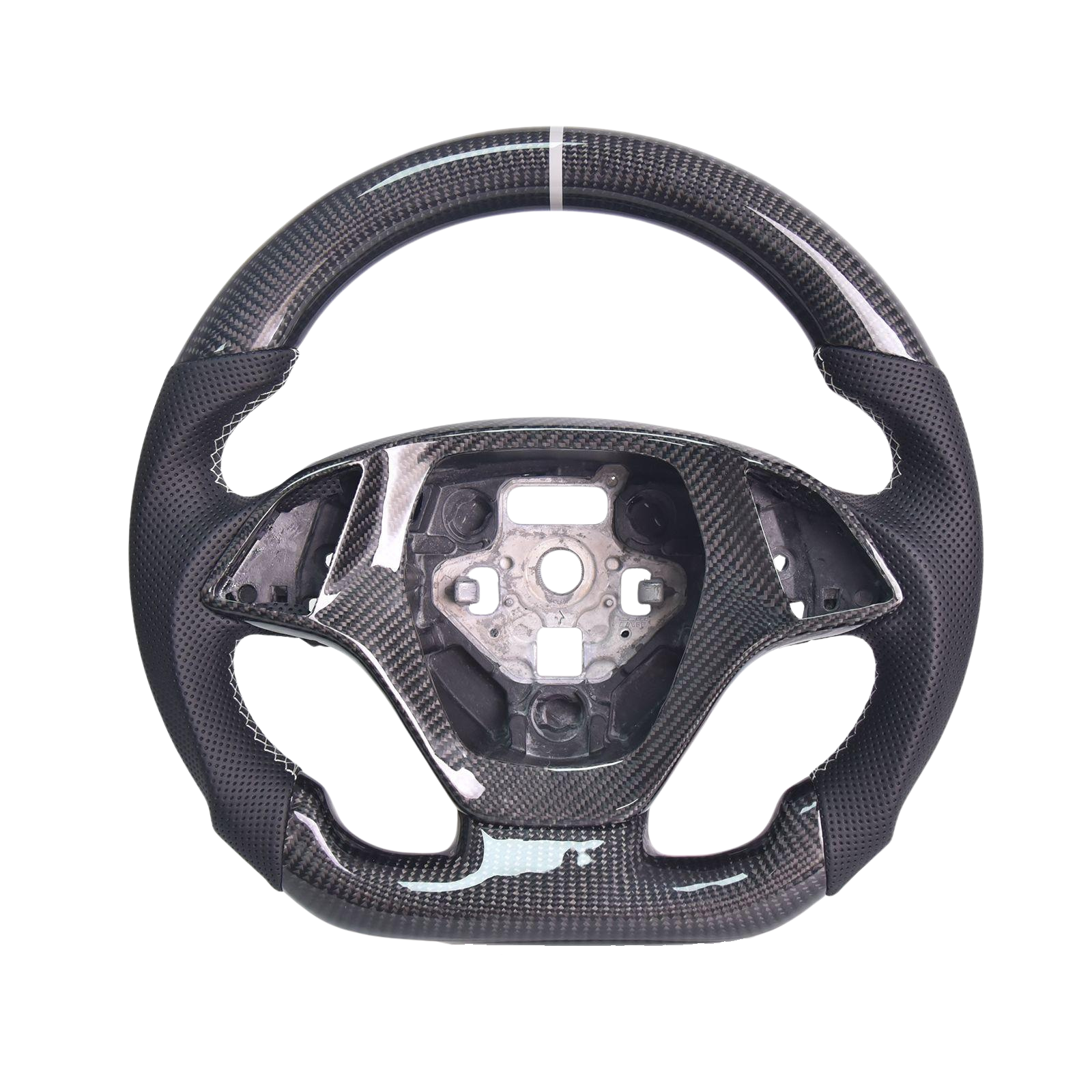 Chevrolet Corvette C7 Black Leather Gray Stitching Carbon Fiber Steering Wheel
