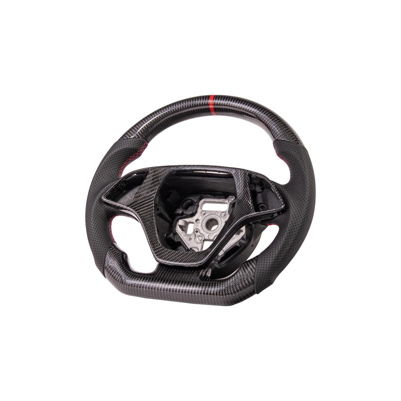 Chevrolet Corvette C7 Black Leather Red Stitching Carbon Fiber Steering Wheel