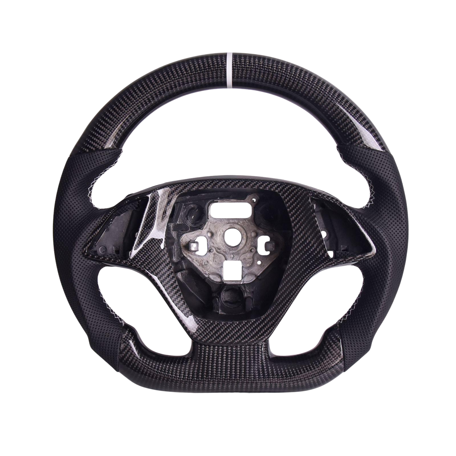 Chevrolet Corvette C7 Black Leather White Stitching Carbon Fiber Steering Wheel