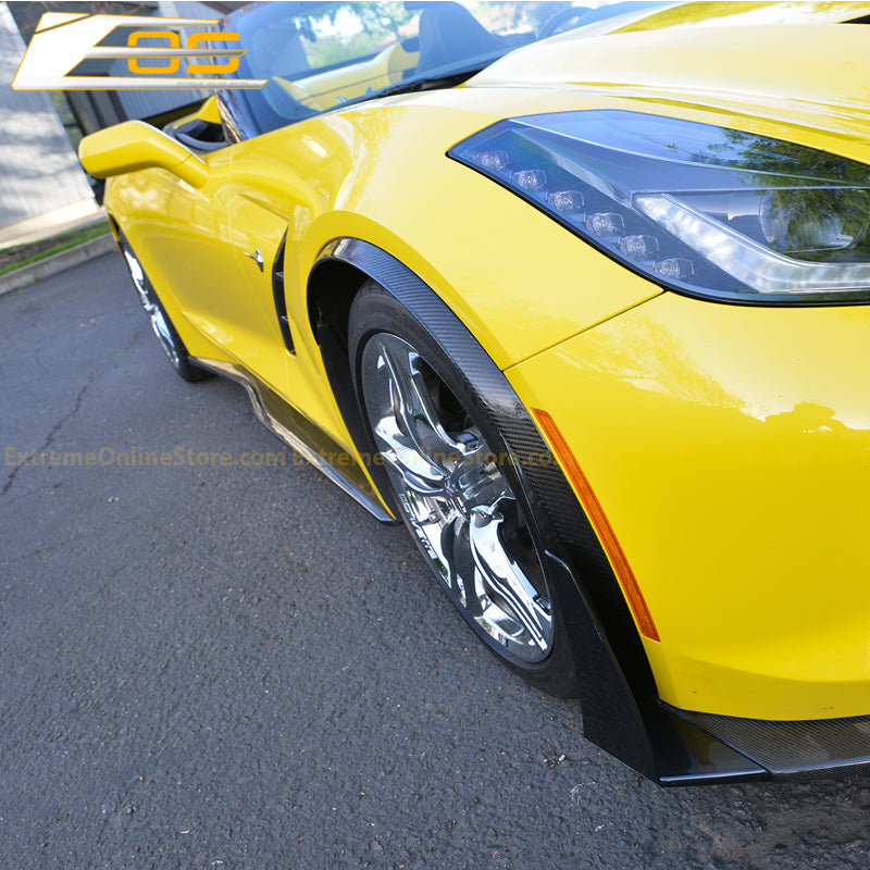 Chevrolet Corvette C7 DRY CARBON FIBER Front Fender Flares Wheel Trim