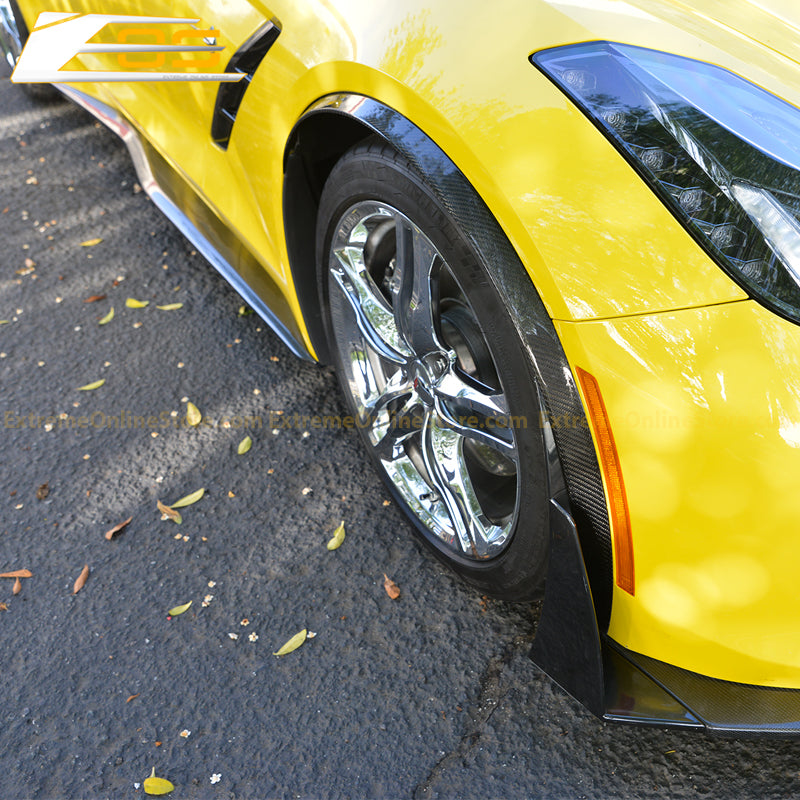 Chevrolet Corvette C7 DRY CARBON FIBER Front Fender Flares Wheel Trim