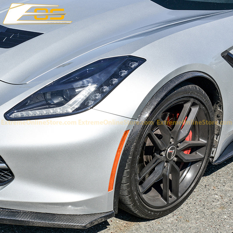 Chevrolet Corvette C7 DRY CARBON FIBER Front Fender Flares Wheel Trim