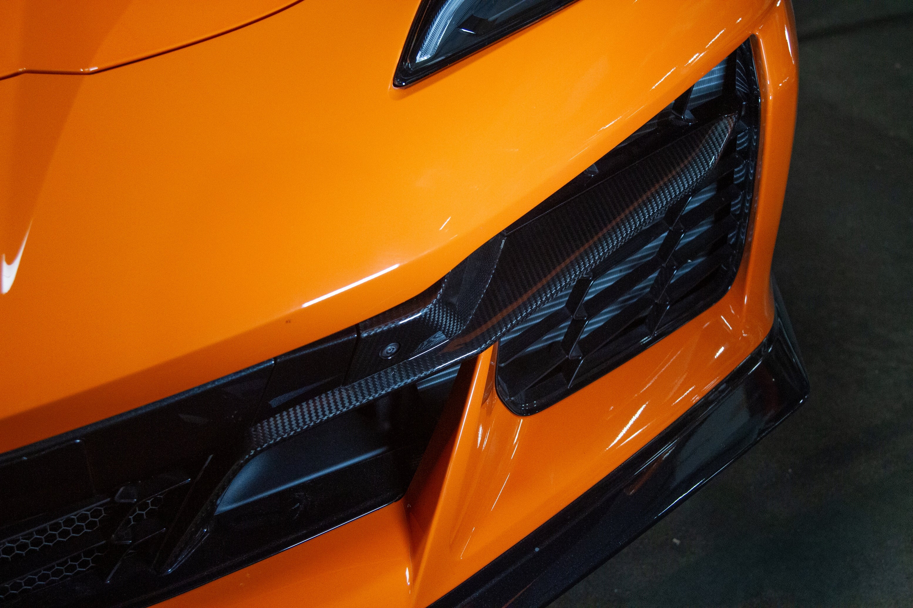 Chevrolet Corvette C8 Z06 Carbon Fiber Front Bumper Grille Inserts-Carbon Fiber Enhancement Parts-Grocery Getter Performance