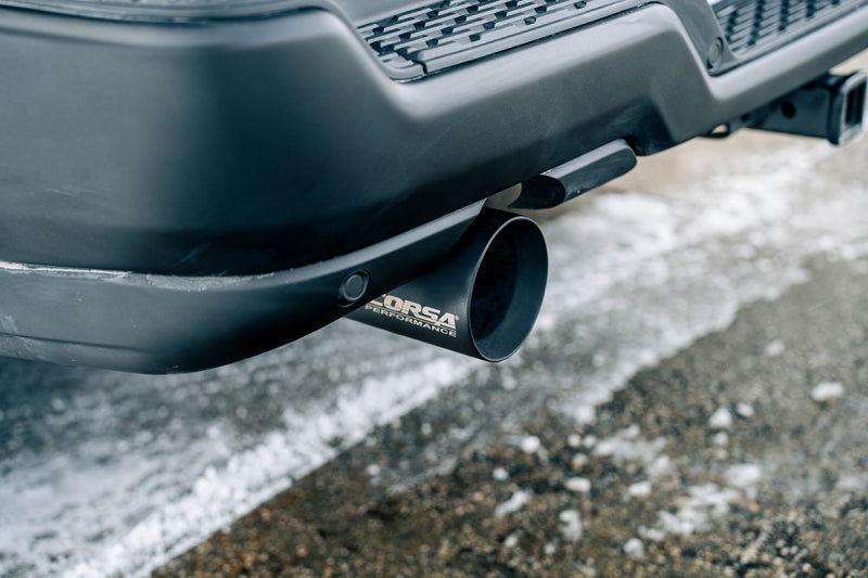 Corsa 25-26 Ram 2.5in Stainless Steel Sport Cat-back Dual Rear Exit 5.0in Black Tips-Catback-Grocery Getter Performance