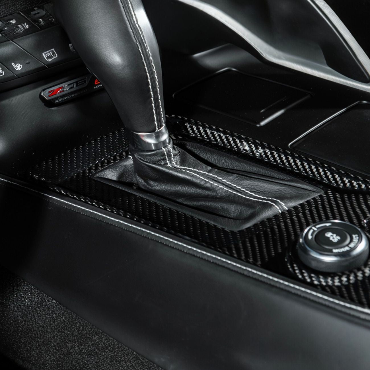 Corvette C7 Dry Carbon Fiber Center Console Shifter Trim Plate Cover Overlay