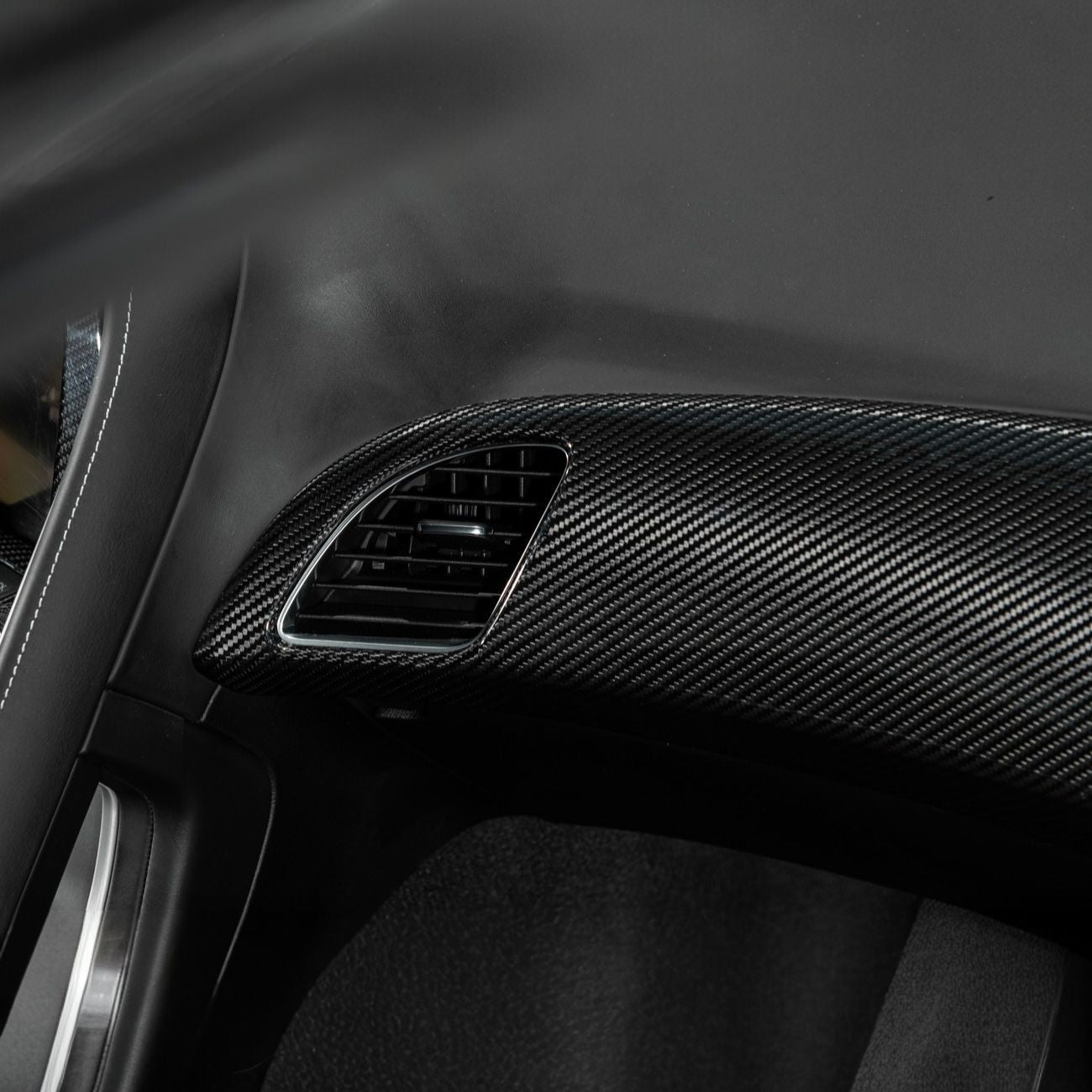 Corvette C7 Dry Carbon Fiber Passenger Side Dash Air Duct Vent Panel Cover