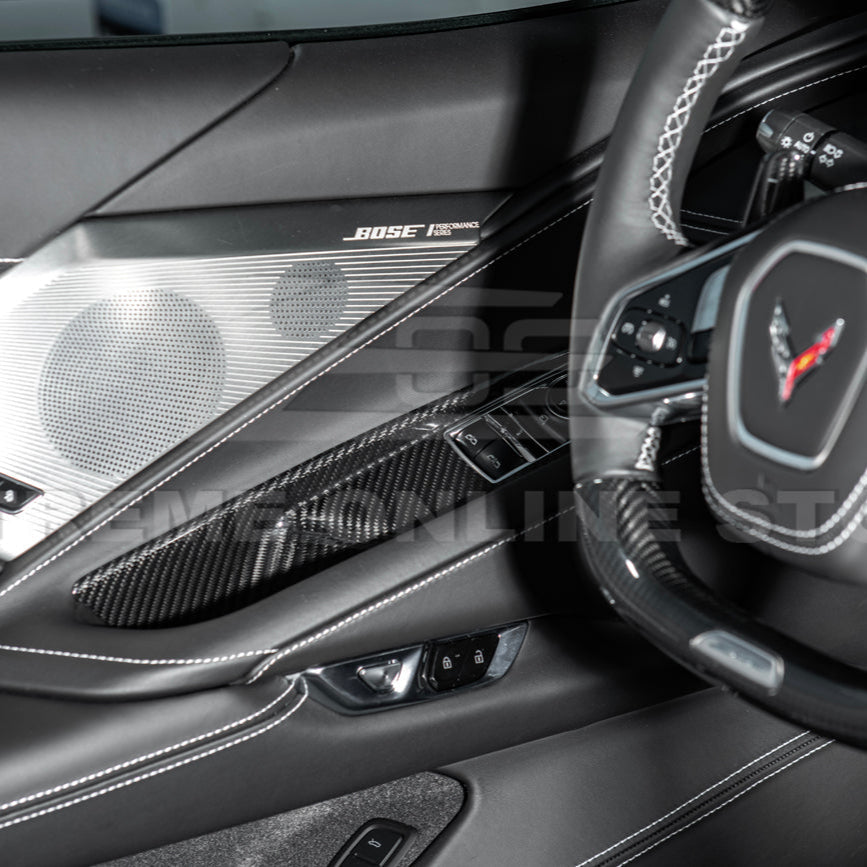 Corvette C8 Coupe DRY CARBON FIBER Side Window Switch Control Panel Cover