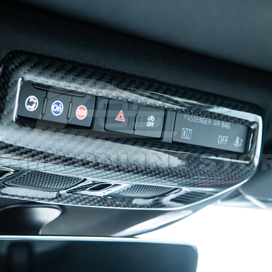 Corvette C8 DRY CARBON FIBER Roof Reading Light Control Cover