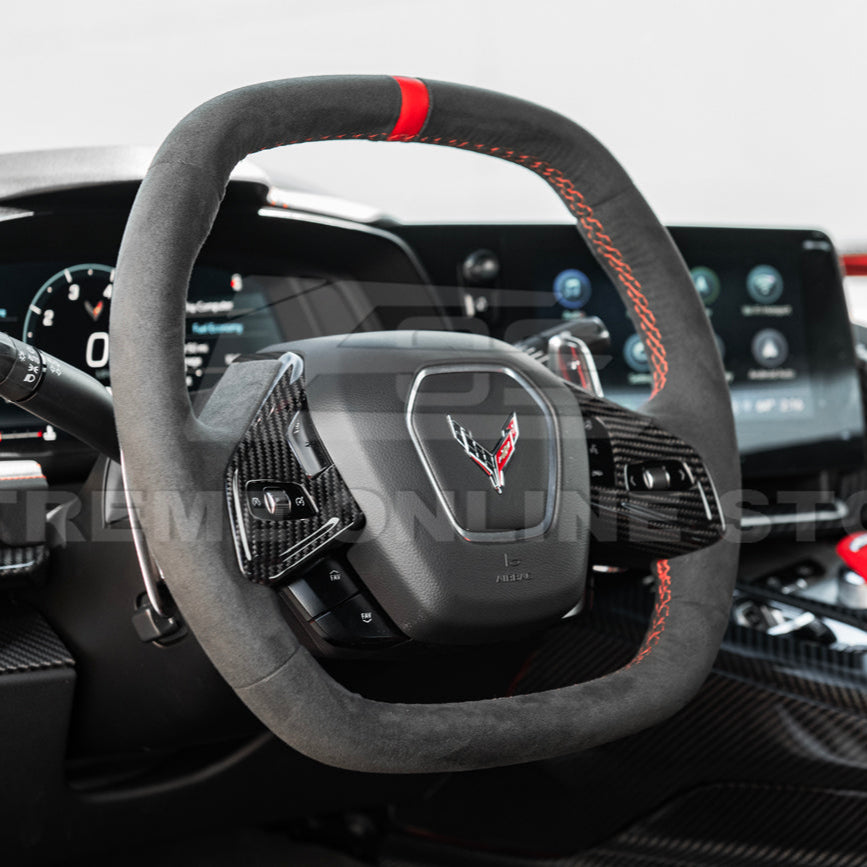 Corvette C8 DRY CARBON FIBER Steering Wheel Trim Cover