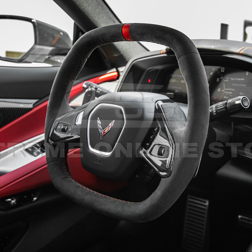 Corvette C8 DRY CARBON FIBER Steering Wheel Trim Cover