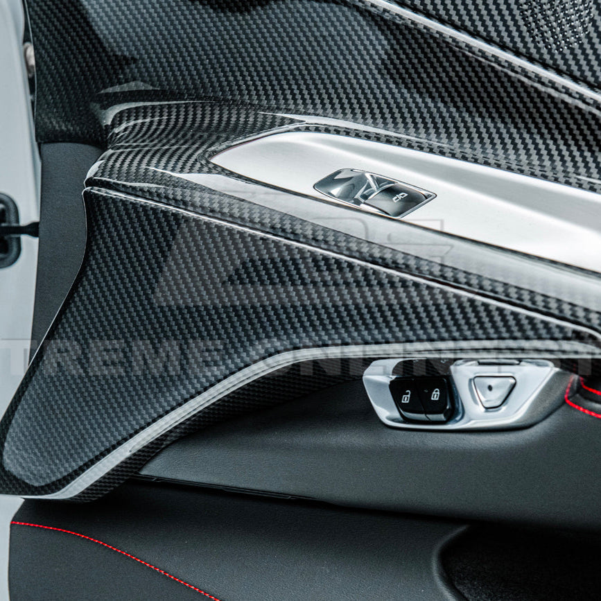 Corvette C8 DRY CARBON FIBER Window Switch Trim & Pillar Panel Cover
