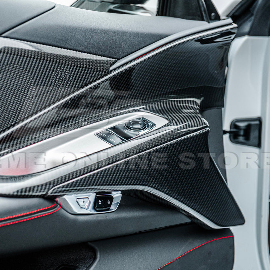 Corvette C8 DRY CARBON FIBER Window Switch Trim & Pillar Panel Cover