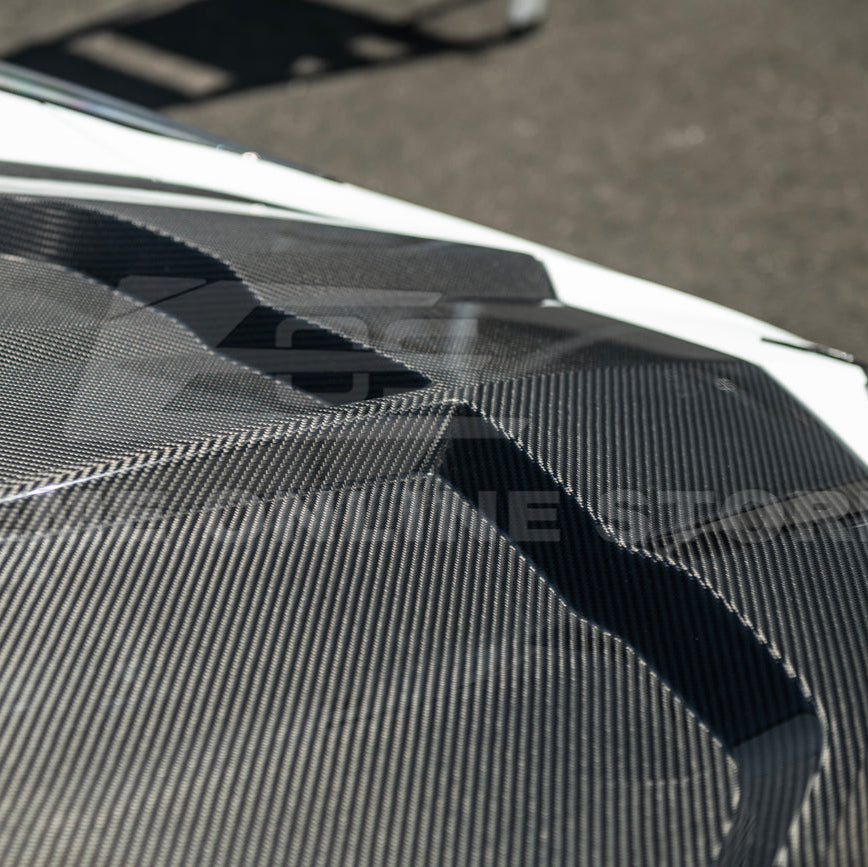 Corvette C8 Models EOS Performance Track Style Double Sided Dry Carbon Fiber Front Hood