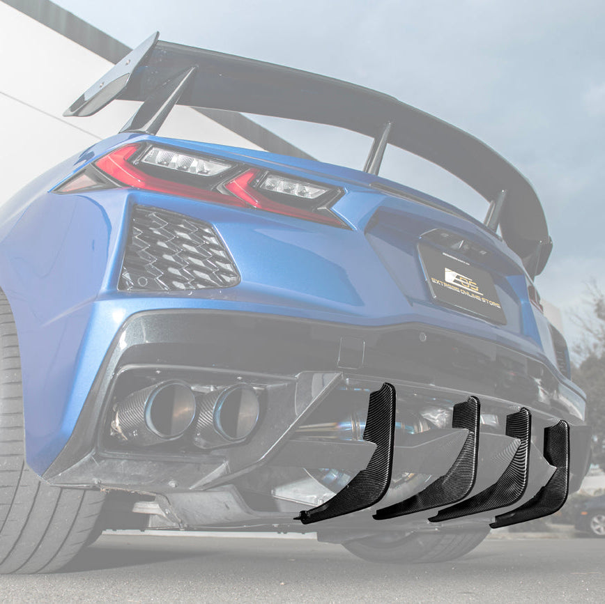 Corvette C8 Stingray DRY CARBON FIBEr Add-On Rear Diffuser Fin