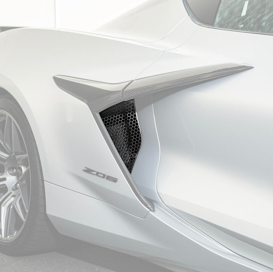 Corvette C8 Z06 Aluminum Black Rear Side Intake Mesh Grille Inserts
