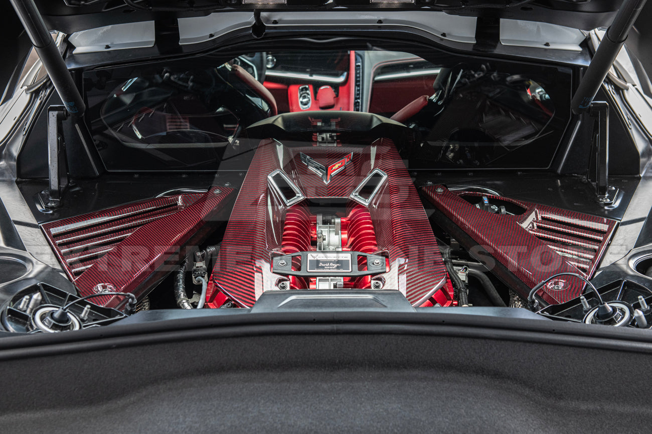 Corvette C8 Z06 Coupe DRY Red Carbon Engine & Bay Panel Cover