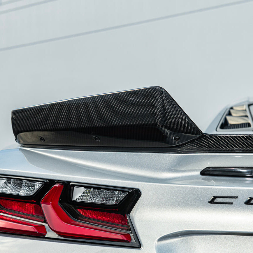 Corvette C8 Z06 DRY CARBON FIBER 1.5" Extended Rear Wing Wickerbill Winglets