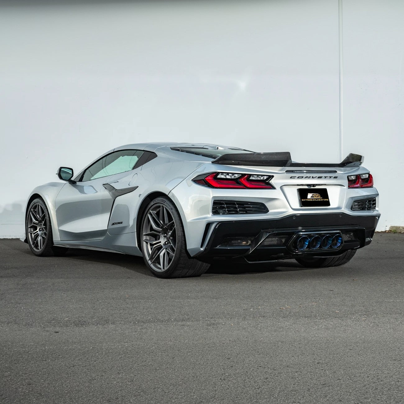 Corvette C8 Z06 DRY CARBON FIBER 1.5" Extended Rear Wing Wickerbill Winglets