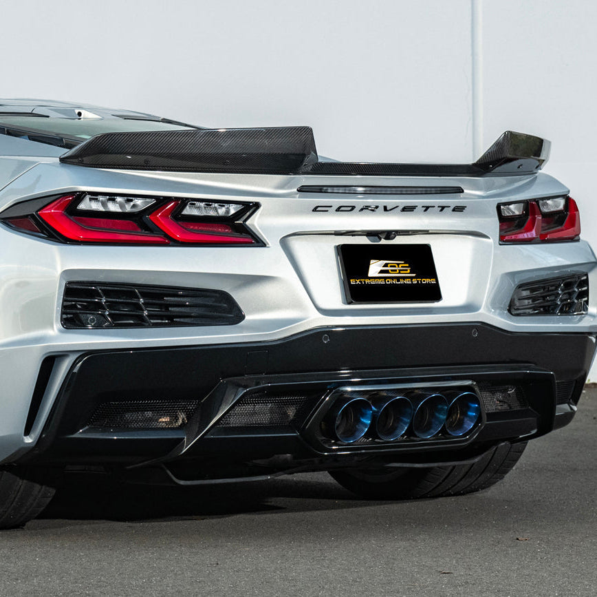 Corvette C8 Z06 DRY CARBON FIBER 1.5" Extended Rear Wing Wickerbill Winglets