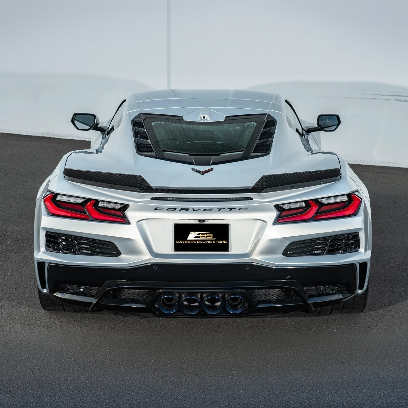 Corvette C8 Z06 DRY CARBON FIBER 1.5" Extended Rear Wing Wickerbill Winglets